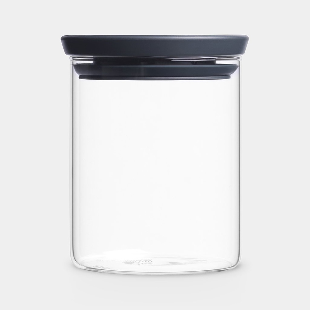 Glass Canister, 0,6L, STACKABLE MEDIUM JAR, Ø10,4 x H 8,5 cm, Brabantia, Clear / Dark Grey in the group Storage / Kitchen storage / Storage bins and jars / Brabantia at SmartaSaker.se (41004)