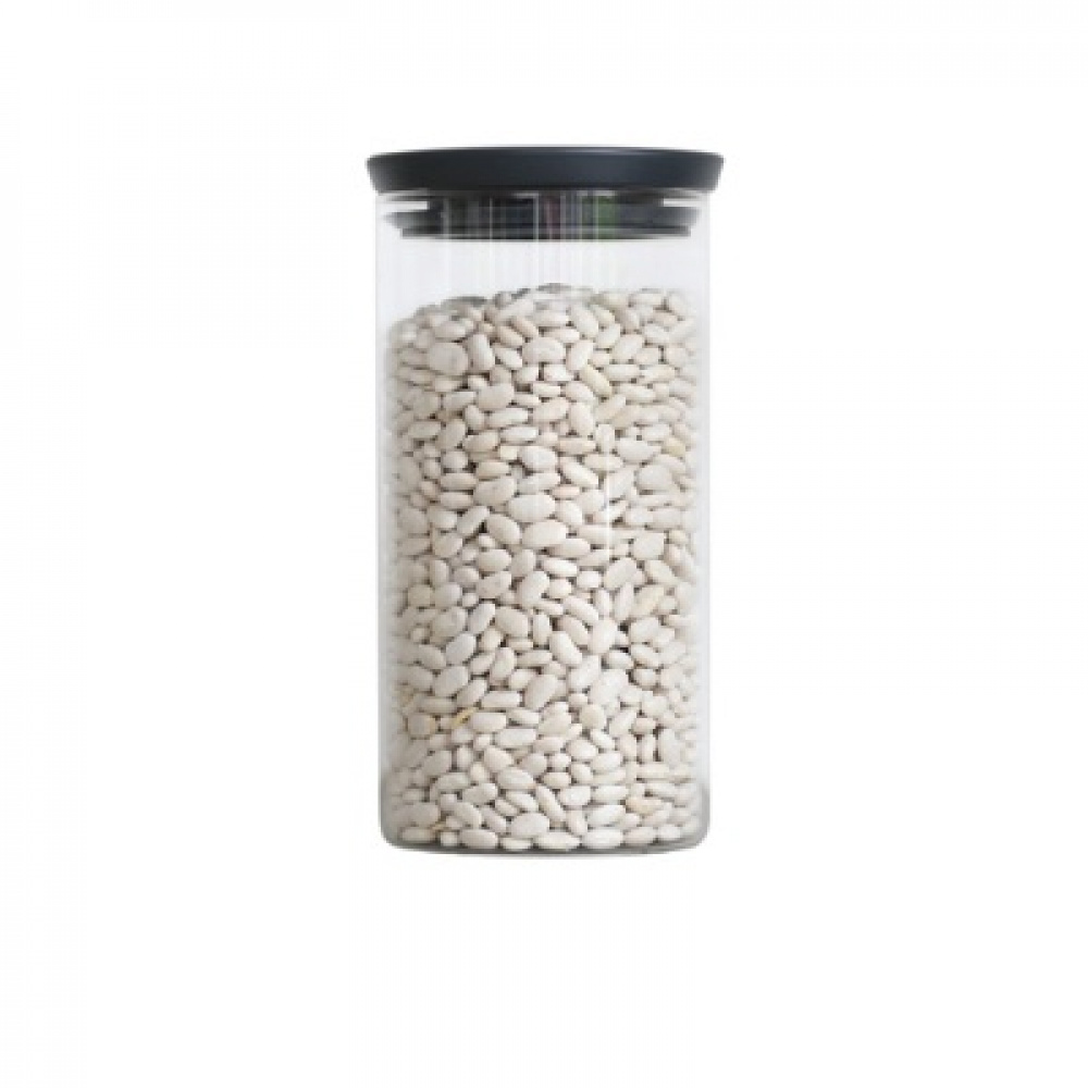Glass Canister, 1,1L, STACKABLE LARGE JAR, Ø10,4 x H 19 cm, Brabantia, Clear / Dark Grey in the group Storage / Kitchen storage / Storage bins and jars at SmartaSaker.se (41005)