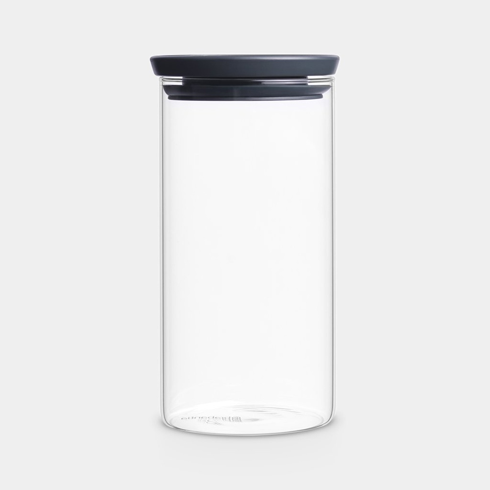 Glass Canister, 1,1L, STACKABLE LARGE JAR, Ø10,4 x H 19 cm, Brabantia, Clear / Dark Grey in the group Storage / Kitchen storage / Storage bins and jars at SmartaSaker.se (41005)
