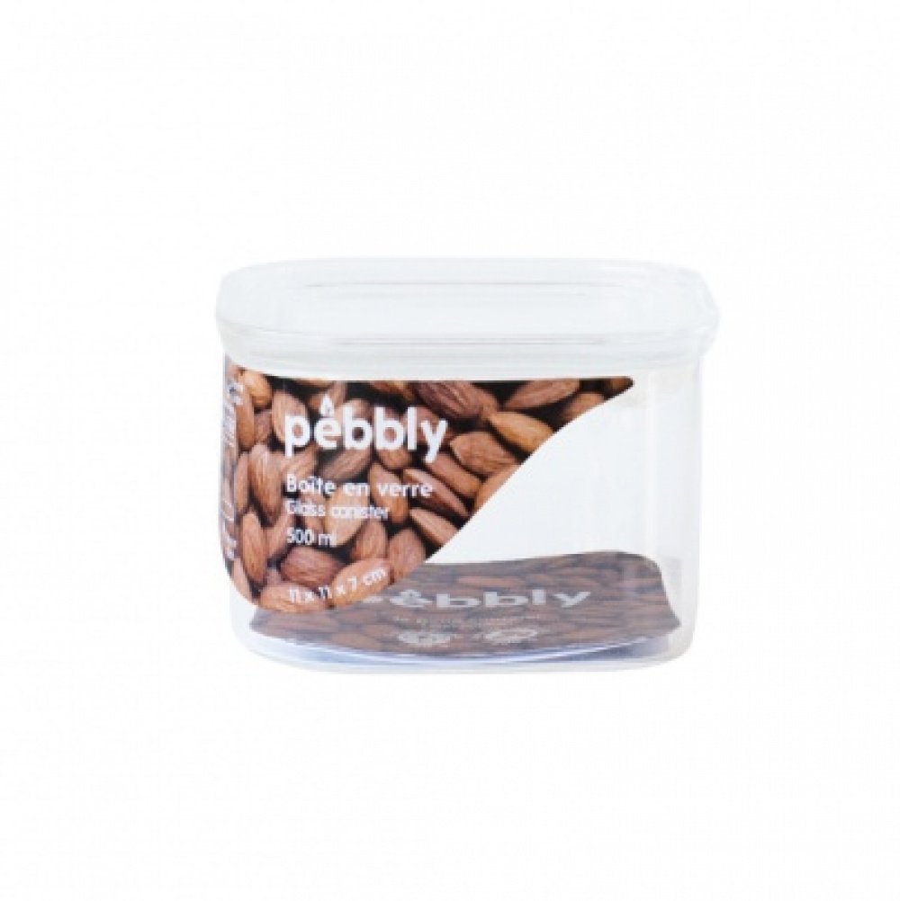 Glass Canister, 0,5 L, PEBBLY SQUARE CLEAR MINI, Clear in the group Storage / Kitchen storage / Storage bins and jars at SmartaSaker.se (41009)