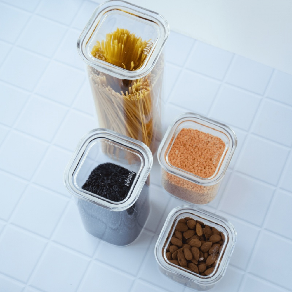 Glass Canister, 0,8 L, PEBBLY SQUARE SMALL, Clear in the group Storage / Kitchen storage / Storage bins and jars at SmartaSaker.se (41011)