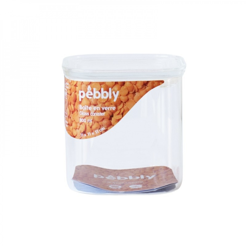 Glass Canister, 0,8 L, PEBBLY SQUARE SMALL, Clear in the group Storage / Kitchen storage / Storage bins and jars at SmartaSaker.se (41011)