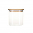 Glass Canister, 0,8 L, PEBBLY SQUARE SMALL, Clear / Bamboo Glass Canister, 0,8 L, PEBBLY SQUARE SMALL, Clear / Bamboo