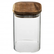 Glass Canister, 1 L, HERMET ACACIA SMALL, Clear / Brown