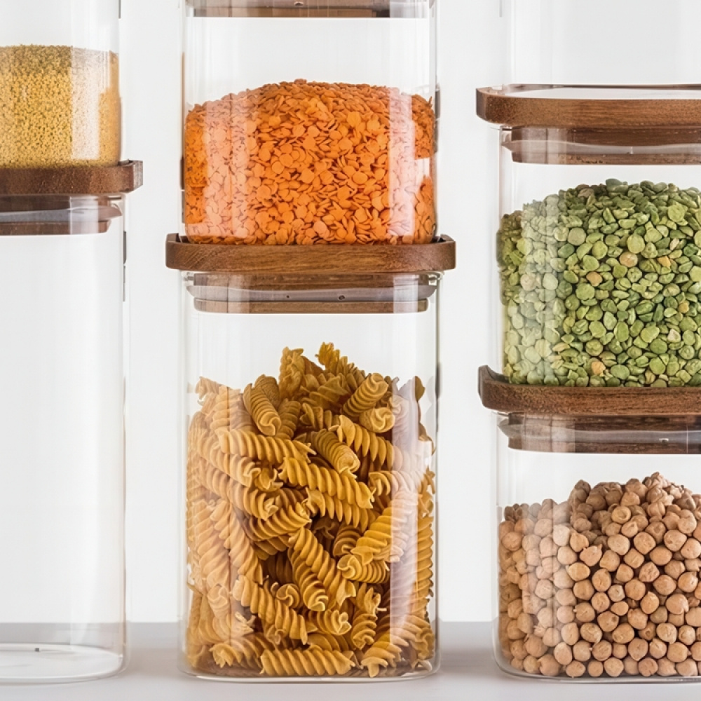 Glass Canister, 1 L, HERMET ACACIA SMALL, Clear / Brown in the group Storage / Kitchen storage / Storage jars at SmartaSaker.se (41013)