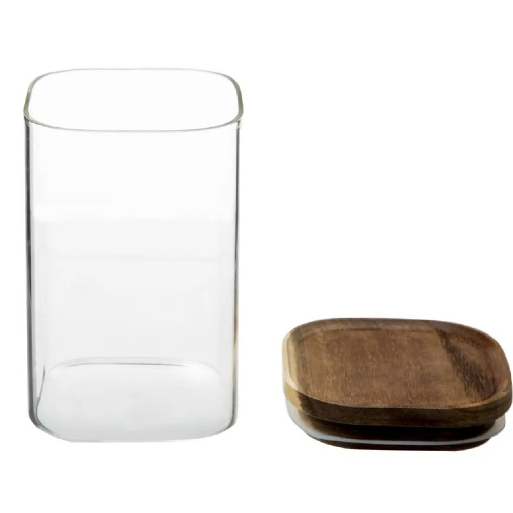 Glass Canister, 1 L, HERMET ACACIA SMALL, Clear / Brown in the group Storage / Kitchen storage / Storage jars at SmartaSaker.se (41013)