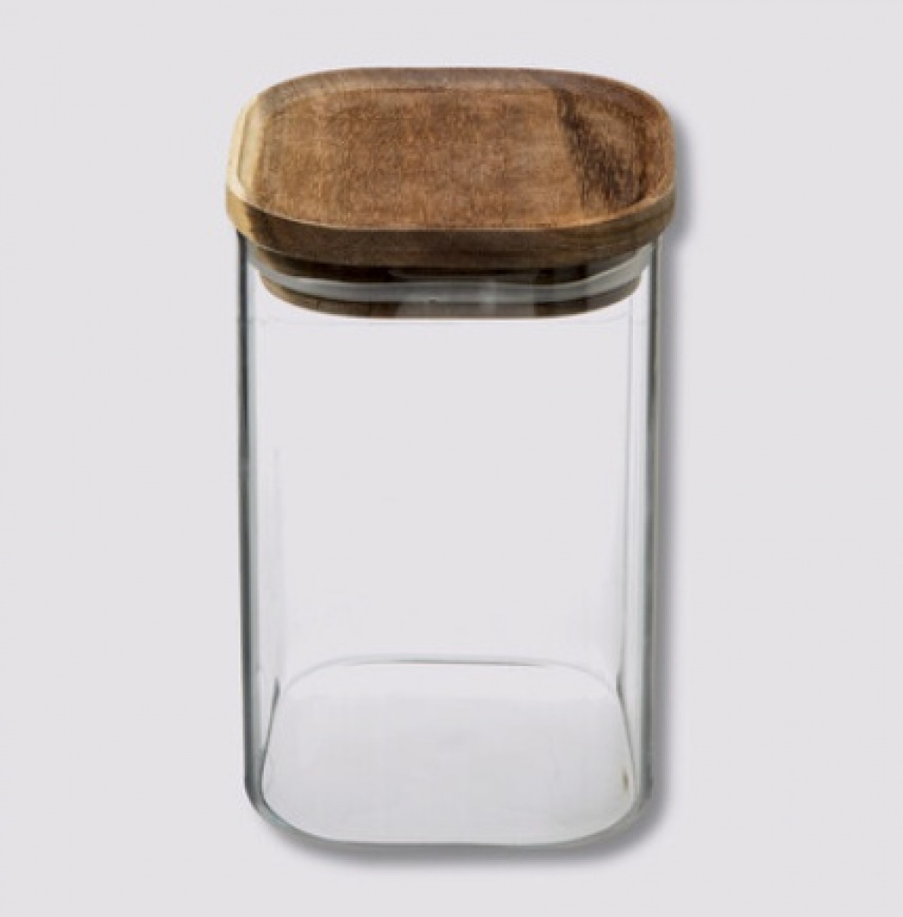 Glass Canister, 1 L, HERMET ACACIA SMALL, Clear / Brown in the group Storage / Kitchen storage / Storage bins and jars at SmartaSaker.se (41013)