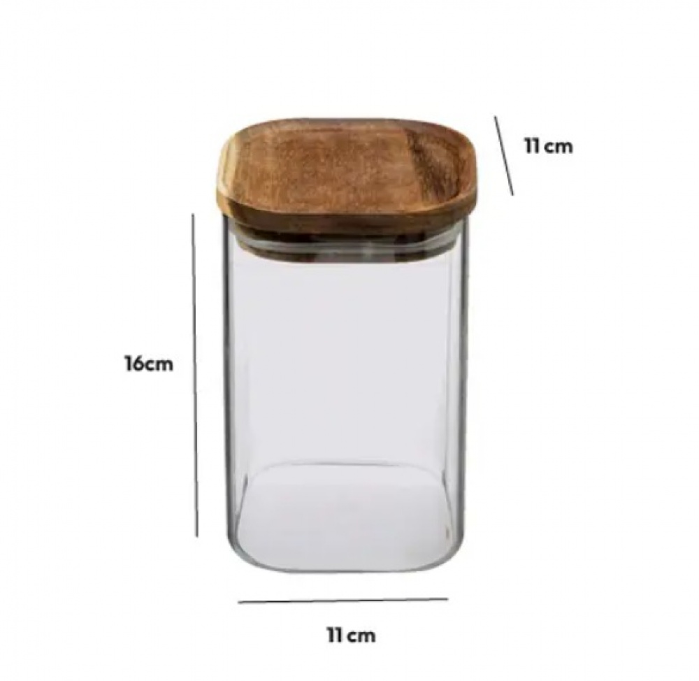 Glass Canister, 1 L, HERMET ACACIA SMALL, Clear / Brown in the group Storage / Kitchen storage / Storage bins and jars at SmartaSaker.se (41013)