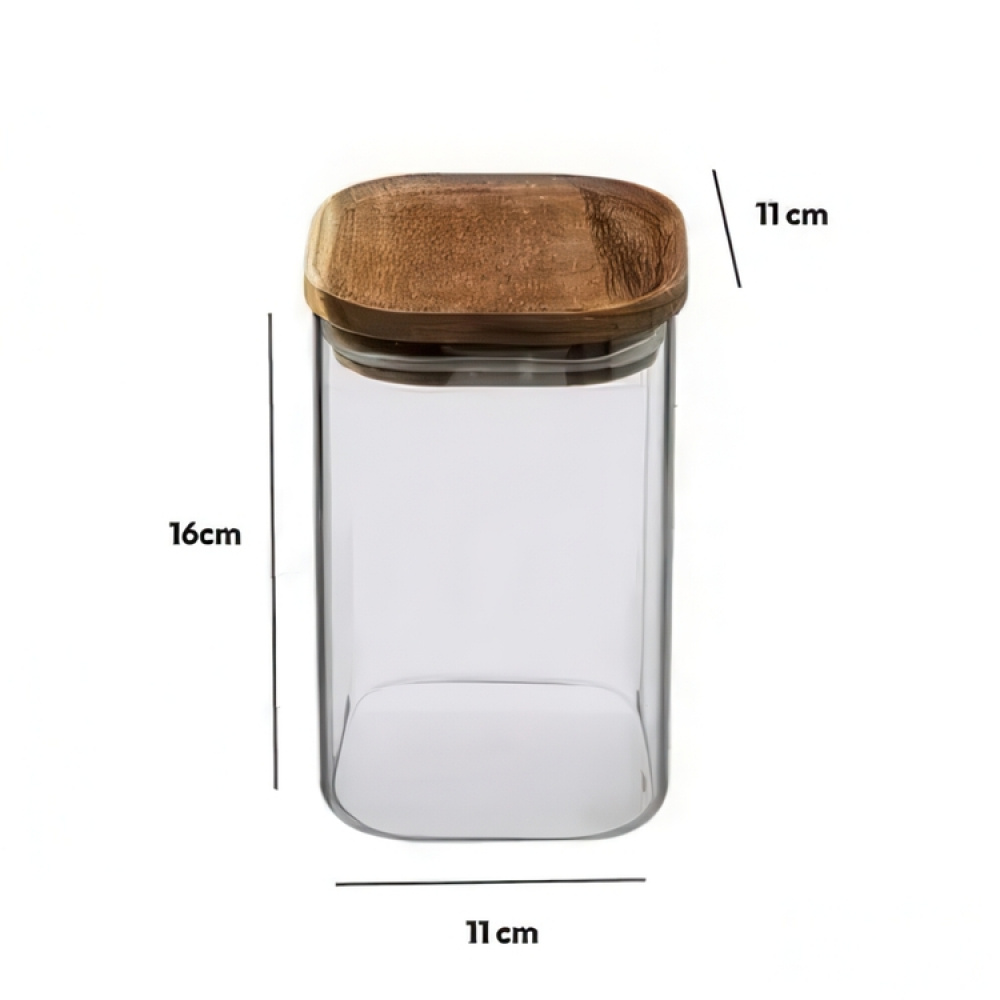 Glass Canister, 1 L, HERMET ACACIA SMALL, Clear / Brown in the group Storage / Kitchen storage / Storage jars at SmartaSaker.se (41013)