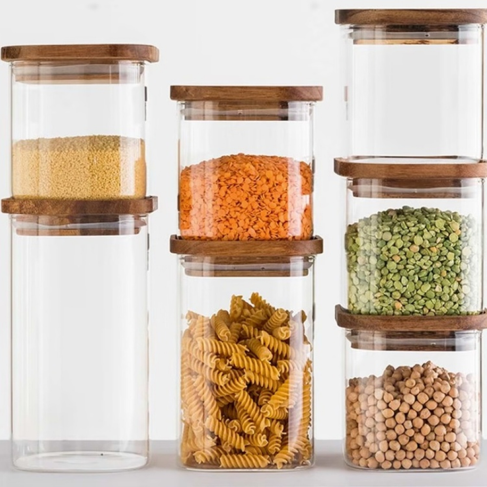 Glass Canister, 1 L, HERMET ACACIA SMALL, Clear / Brown in the group Storage / Kitchen storage / Storage jars at SmartaSaker.se (41013)