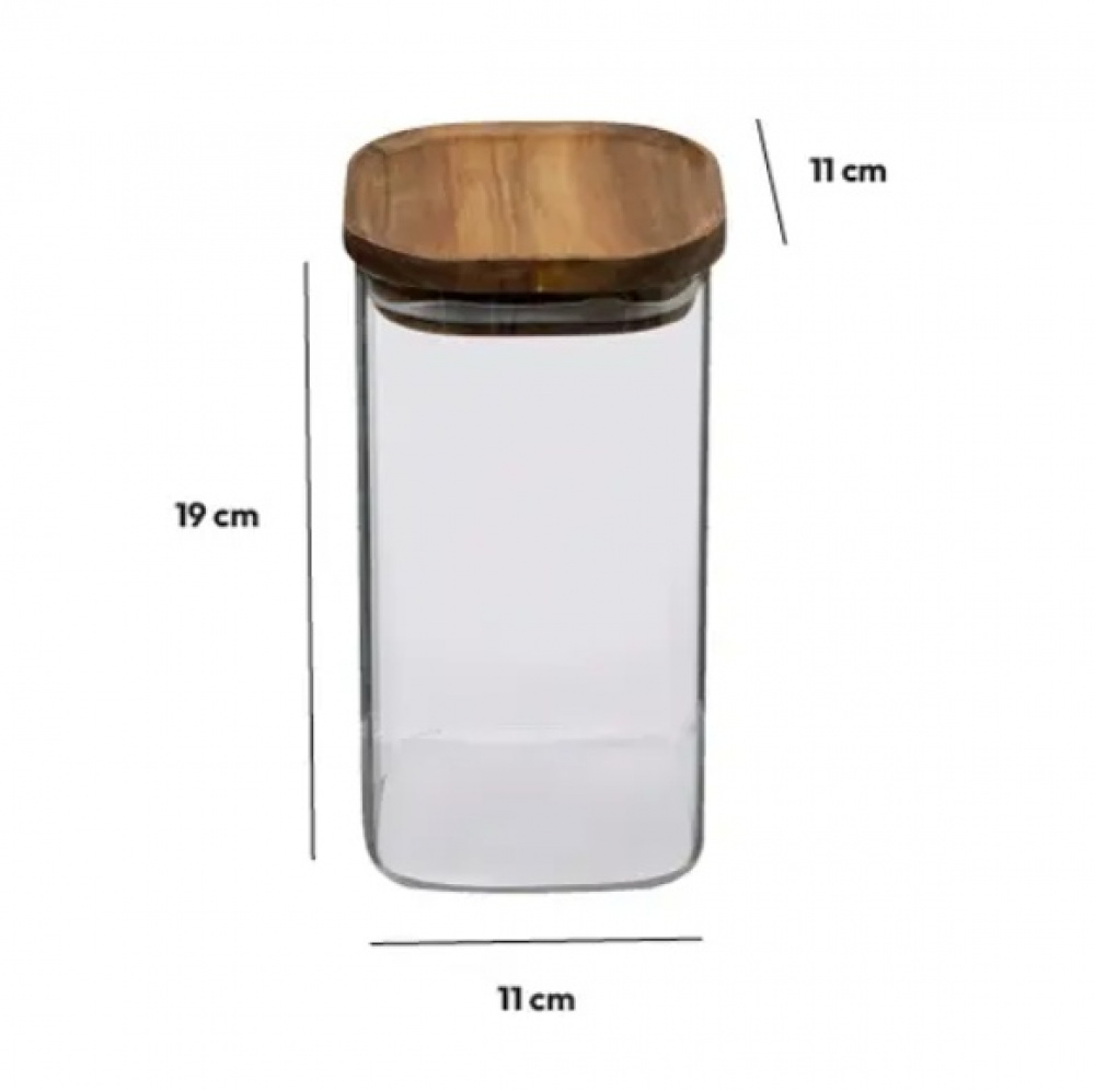 Glass Canister, 1,3 L, HERMET ACACIA MEDIUM, Clear / Brown in the group Storage / Kitchen storage / Storage bins and jars at SmartaSaker.se (41015)
