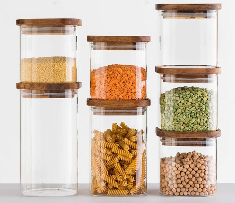 Glass Canister, 1,3 L, HERMET ACACIA MEDIUM, Clear / Brown in the group Storage / Kitchen storage / Storage bins and jars at SmartaSaker.se (41015)