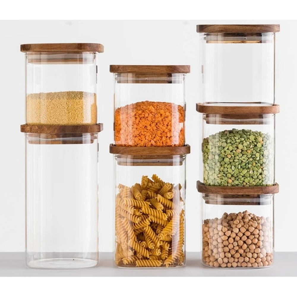 Glass Canister, 1,3 L, HERMET ACACIA MEDIUM, Clear / Brown in the group Storage / Kitchen storage / Storage jars at SmartaSaker.se (41015)