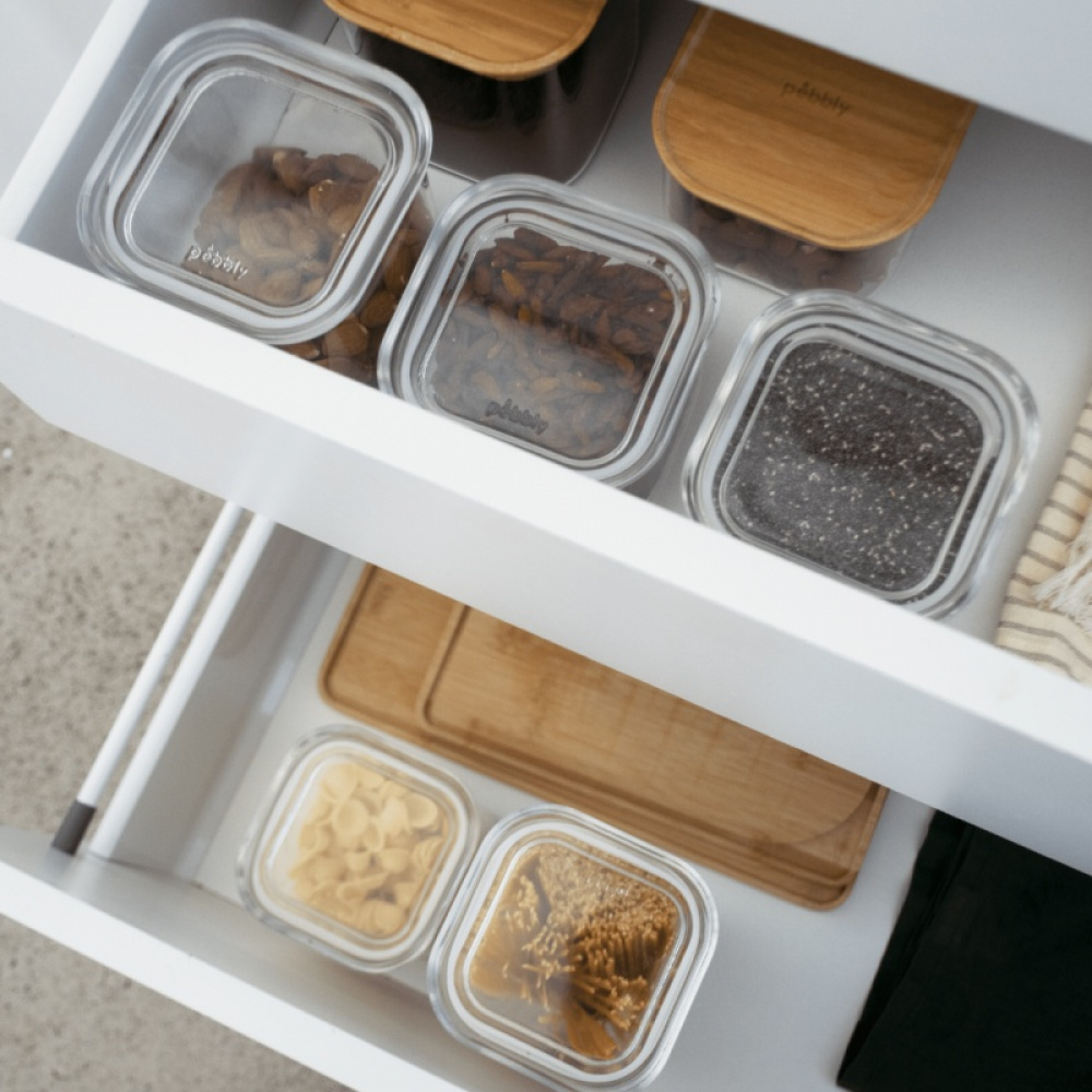 Glass Canister, 1,4 L, PEBBLY SQUARE MEDIUM, Clear in the group Storage / Kitchen storage / Storage bins and jars at SmartaSaker.se (41017)