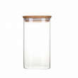 Glass Canister, 1,4 L, PEBBLY SQUARE MEDIUM, Clear / Bamboo