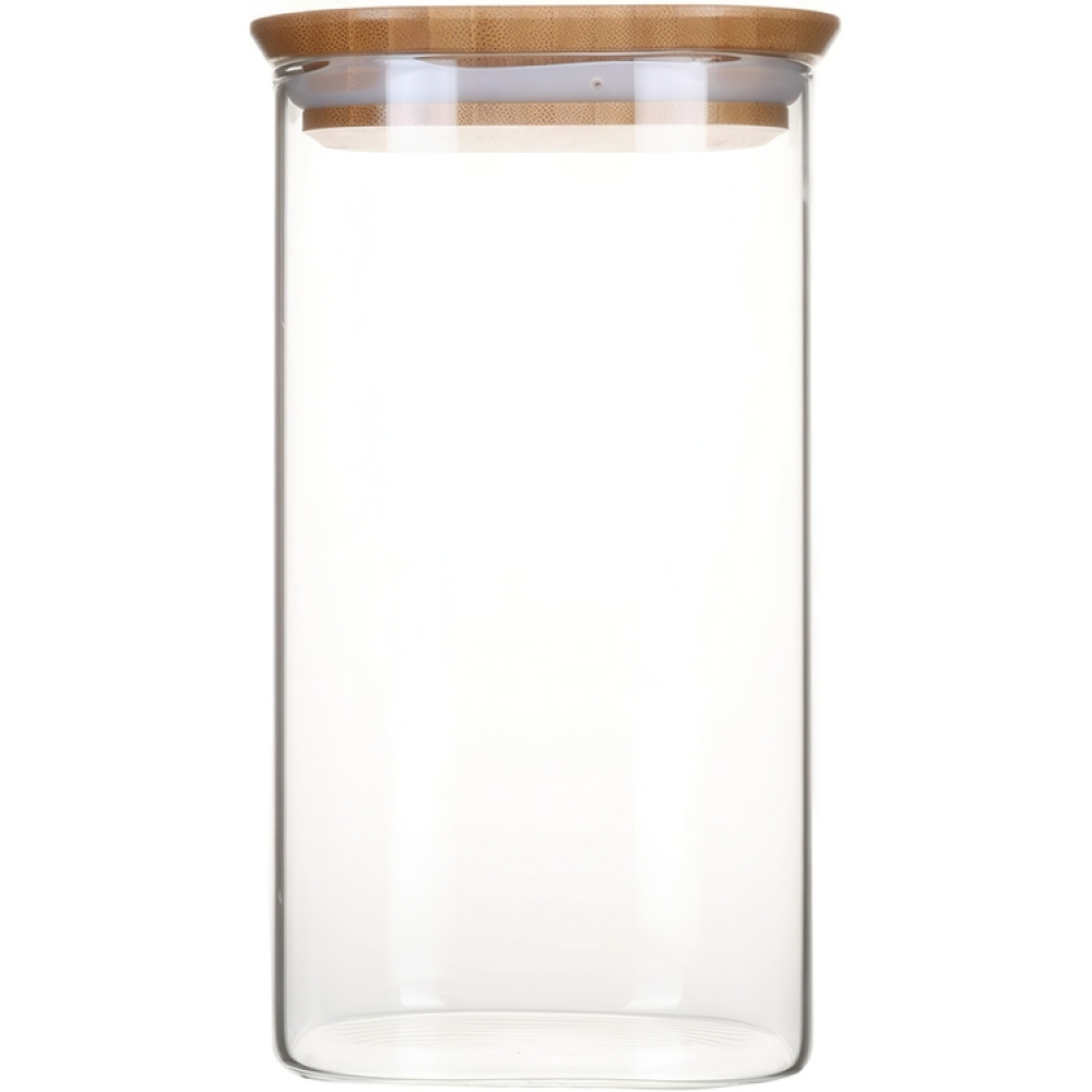 Glass Canister, 1,4 L, PEBBLY SQUARE MEDIUM, Clear / Bamboo in the group Storage / Kitchen storage / Storage jars at SmartaSaker.se (41018)