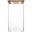 Glass Canister, 1,4 L, PEBBLY SQUARE MEDIUM, Clear / Bamboo