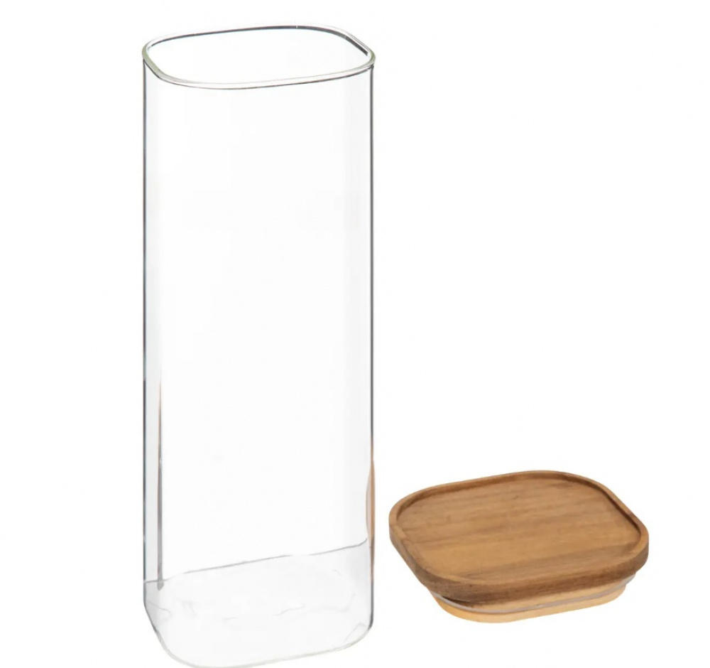 Glass Canister, 2 L, HERMET ACACIA LARGE, Clear / Brown in the group Storage / Kitchen storage / Storage bins and jars at SmartaSaker.se (41019)