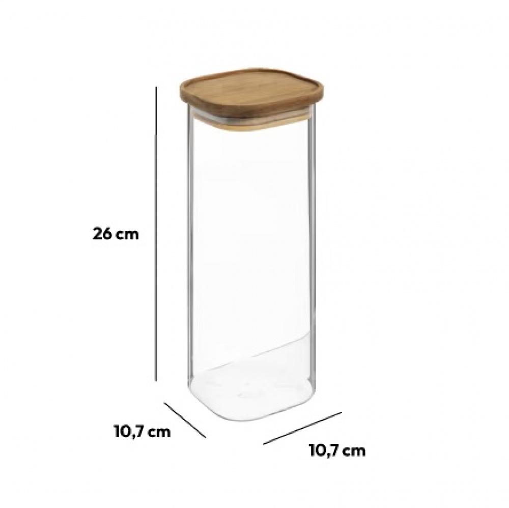 Glass Canister, 2 L, HERMET ACACIA LARGE, Clear / Brown in the group Storage / Kitchen storage / Storage bins and jars at SmartaSaker.se (41019)