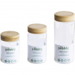 Jar with Bamboo Lid, PEBBLY MEDIUM ROUND POT, Ø 8,5 x H 17 cm, Clear / Nature Jar with Bamboo Lid, PEBBLY MEDIUM ROUND POT, Ø 8,5 x H 17 cm, Clear / Nature