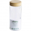 Jar with Bamboo Lid, PEBBLY LARGE ROUND POT, Ø 8,5 x H 21 cm, Clear / Nature Jar with Bamboo Lid, PEBBLY LARGE ROUND POT, Ø 8,5 x H 21 cm, Clear / Nature