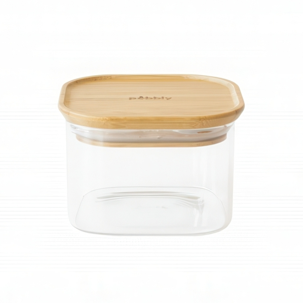 Glass Canisters, 0,5 L, Set of 3, PEBBLY SQUARE MINI, Clear / Bamboo in the group Storage / Kitchen storage / Storage jars at SmartaSaker.se (41023)