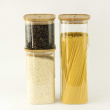 Glass Canisters, , Set of 3, PEBBLY SQUARE MIX, Clear / Bamboo