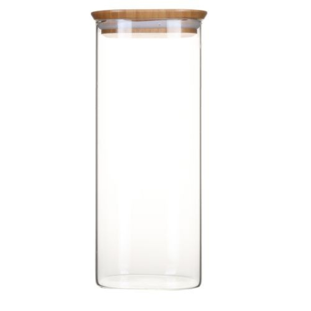 Glass Canisters, , Set of 3, PEBBLY SQUARE MIX, Clear / Bamboo in the group Storage / Kitchen storage / Storage bins and jars at SmartaSaker.se (41025)