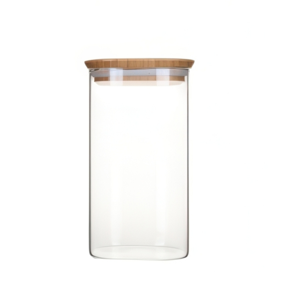 Glass Canisters, , Set of 3, PEBBLY SQUARE MIX, Clear / Bamboo in the group Storage / Kitchen storage / Storage jars at SmartaSaker.se (41025)