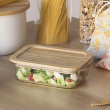 Glas Container with Bamboo Lid, 1,8 L, PEBBLY XL COOK & STORE, 23 x 16,5 x H 8 cm, Clear / Nature Glas Container with Bamboo Lid, 1,8 L, PEBBLY XL COOK & STORE, 23 x 16,5 x H 8 cm, Clear / Nature