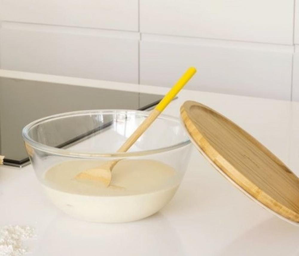 Glas Bowl with Bamboo Lid, 2,6L, PEBBLY LARGE ECO FRIENDLY BOWL,Ø 23 x H 12 cm, Clear / Nature in the group Storage / Kitchen storage / Storage bins and jars at SmartaSaker.se (41033)