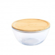 Glas Bowl with Bamboo Lid, 770ml, PEBBLY SMALL ECO FRIENDLY BOWL, Ø 15 x H 9 cm, Clear / Nature Glas Bowl with Bamboo Lid, 770ml, PEBBLY SMALL ECO FRIENDLY BOWL, Ø 15 x H 9 cm, Clear / Nature
