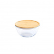 Glas Bowl with Bamboo Lid, 770ml, PEBBLY SMALL ECO FRIENDLY BOWL, Ø 15 x H 9 cm, Clear / Nature Glas Bowl with Bamboo Lid, 770ml, PEBBLY SMALL ECO FRIENDLY BOWL, Ø 15 x H 9 cm, Clear / Nature