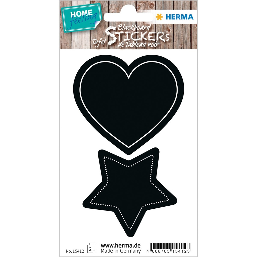  Blackboard Labels, HERMA LARGE HEART / STAR, 4 pcs, Black in the group Storage / Magnets and adhesives / Signs and labels at SmartaSaker.se (41037)