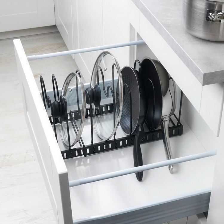 Lids & Pans organizer, DECKELHALTER, Adjustable 30 -57 cm, Black in the group Storage / Kitchen storage / Kitchen cabinet organizers at SmartaSaker.se (41043)
