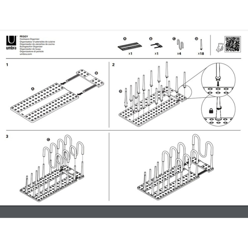 Lid & Pan organizer, PEGGY COOKWARE ORGANIZER, Umbra, Grey in the group Storage / Kitchen storage / Kitchen cabinet organizers at SmartaSaker.se (41048)