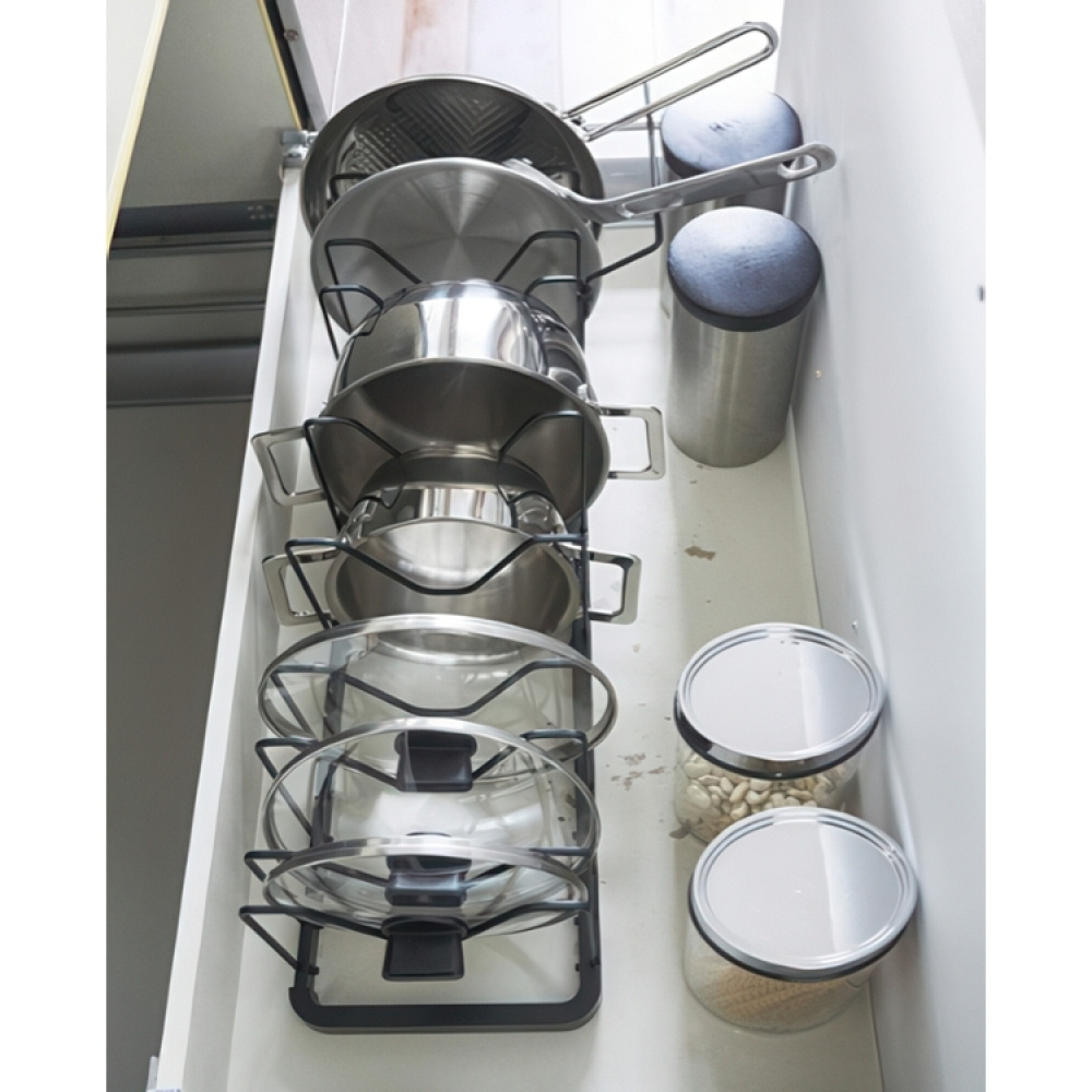 Lids & Pans organizer, Adjustable 45 - 82 cm, TOWER, Yamazaki, black in the group Storage / Kitchen storage / Kitchen cabinet organizers at SmartaSaker.se (41049)