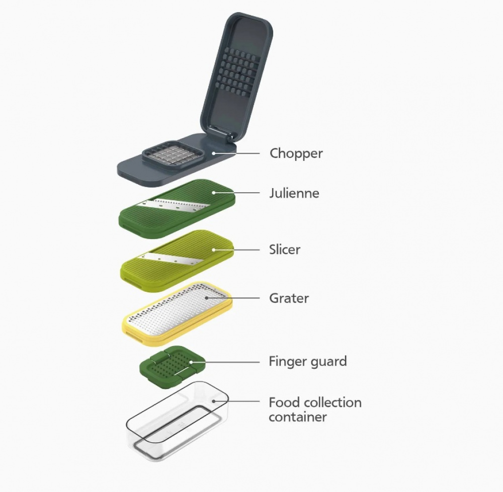 Chop, Grate and Slice, 4-IN-1 MULTI-PREP, Joseph Joseph, Green / Yellow in the group Storage / Kitchen storage at SmartaSaker.se (41058)