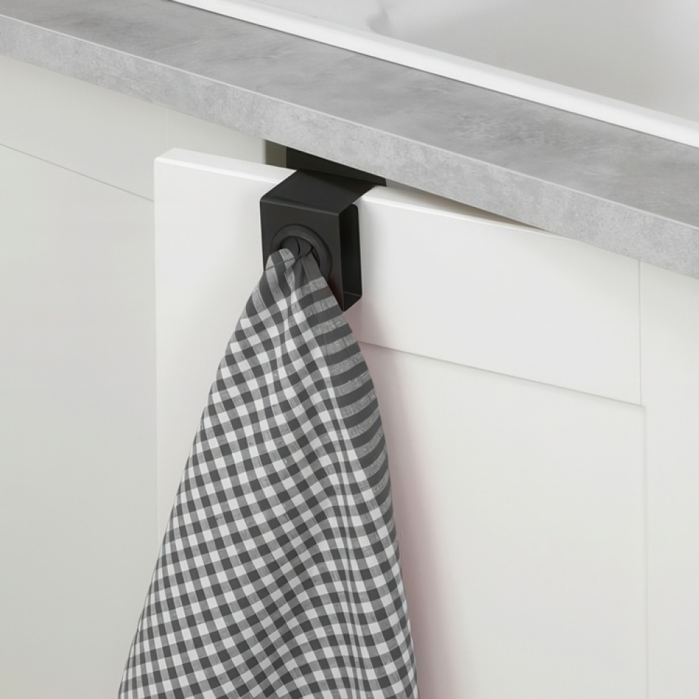 Towel holder over door, Metal, OUT DOOR, Black in the group Storage / Kitchen storage / Kitchen cabinet organizers / Hooks at SmartaSaker.se (41067)