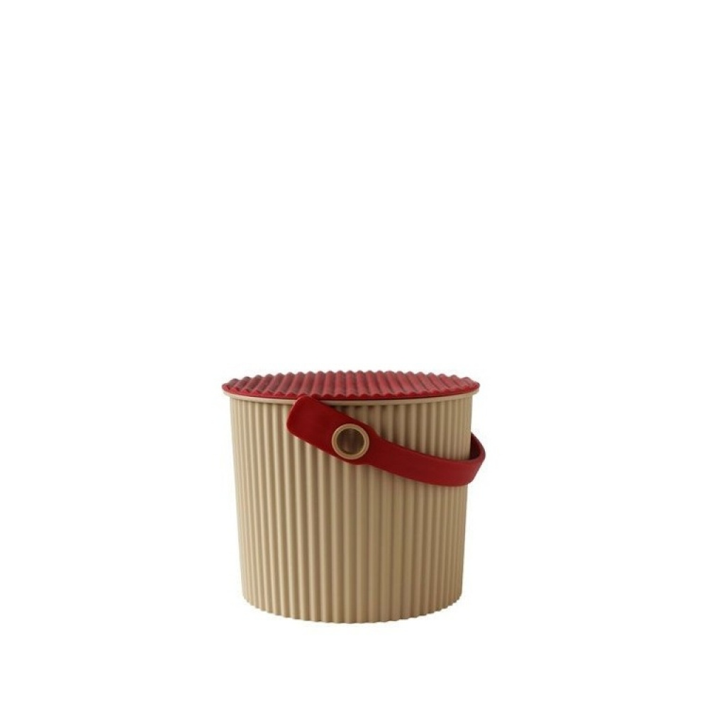 Bucket with lid 4L, Omnioutil, beige/red in the group Storage / Storage room and garage / Baskets and buckets at SmartaSaker.se (41094)