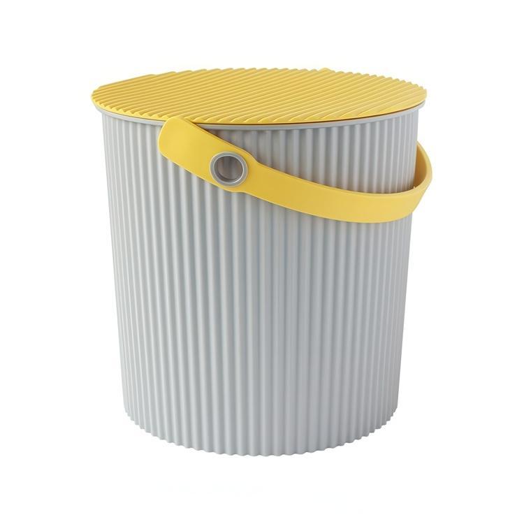 Bucket / basket with lid, LARGE OMNIOUTIL, 20L, Grey / yellow in the group Storage / Storage room and garage / Baskets and buckets at SmartaSaker.se (41101)