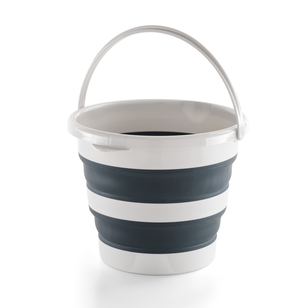 Collapsible bucket,12 L, PLEGABLE, Ø 35 x 26 cm, Light grey / dark grey in the group Storage / Storage room and garage / Baskets and buckets at SmartaSaker.se (41162)