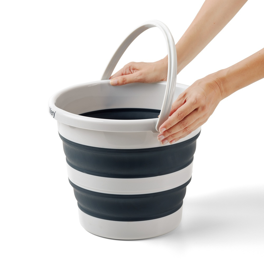 Collapsible bucket,12 L, PLEGABLE, Ø 35 x 26 cm, Light grey / dark grey in the group Storage / Storage room and garage / Baskets and buckets at SmartaSaker.se (41162)