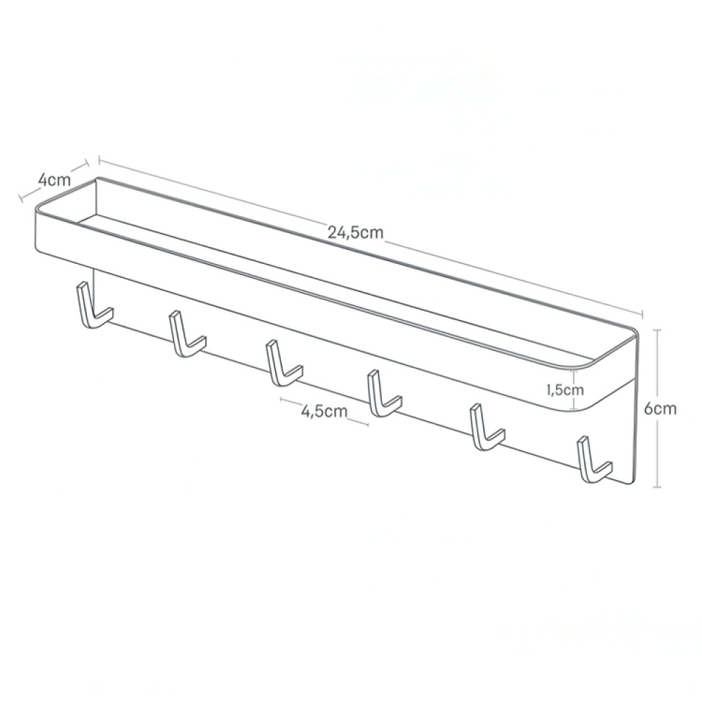 Key Hooks and Tray, Magnetic / Adhesive, SMART, Yamazaki in the group Storage / Kitchen storage / Kitchen cabinet organizers / Hooks at SmartaSaker.se (41165)