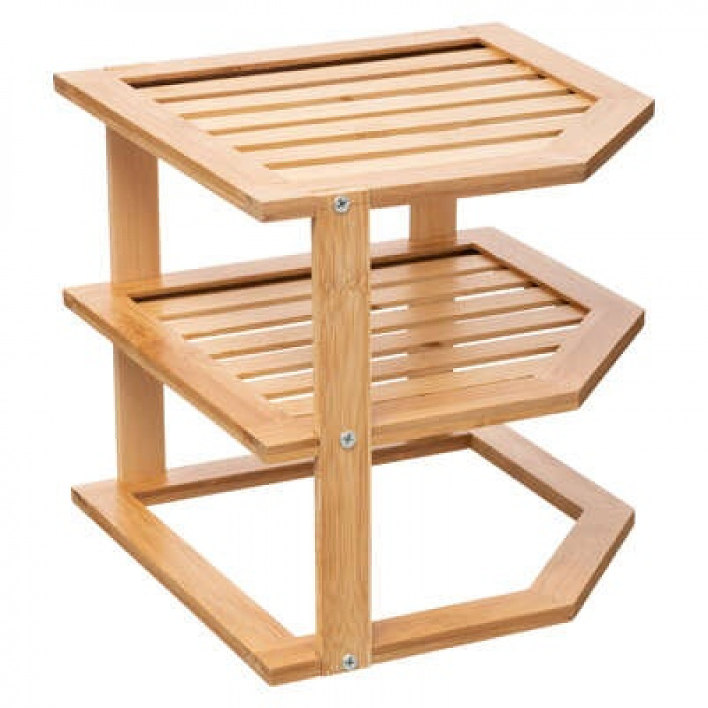 Shelf for corners, BAMBOO ANGLE SHELF, 25,5 x 25,5 x H 23 cm, Natural in the group Storage / Kitchen storage / Kitchen cabinet organizers at SmartaSaker.se (41167)
