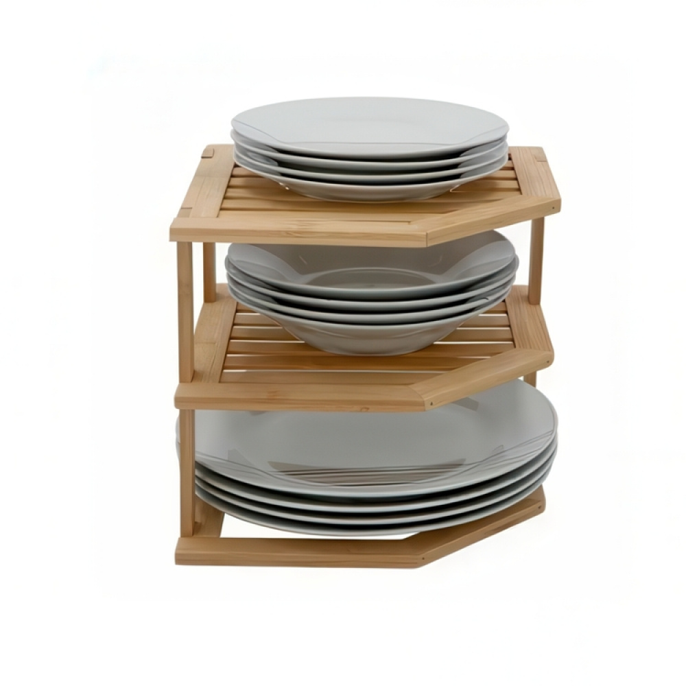 Shelf for corners, BAMBOO ANGLE SHELF, 25,5 x 25,5 x H 23 cm, Natural in the group Storage / Kitchen storage / Kitchen cabinet organizers at SmartaSaker.se (41167)