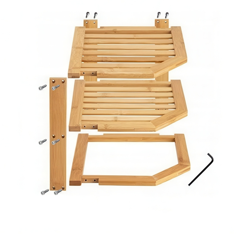 Shelf for corners, BAMBOO ANGLE SHELF, 25,5 x 25,5 x H 23 cm, Natural in the group Storage / Kitchen storage / Kitchen cabinet organizers at SmartaSaker.se (41167)