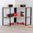 Mini 2-tier shelf, BLACK & WOOD CORNER RACK, 40 x 40 x H 35 cm, Natural / Black Mini 2-tier shelf, BLACK & WOOD CORNER RACK, 40 x 40 x H 35 cm, Natural / Black