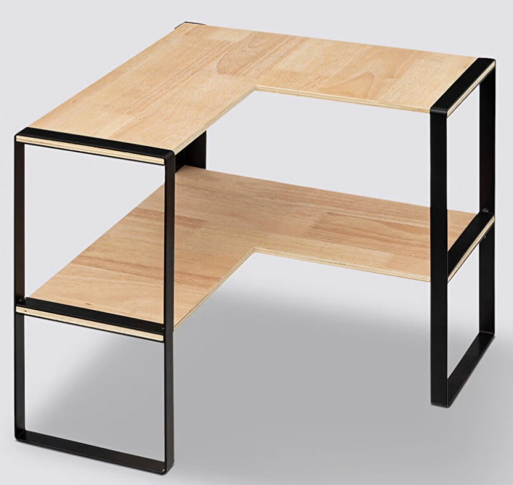 Mini 2-tier shelf, BLACK & WOOD CORNER RACK, 40 x 40 x H 35 cm, Natural / Black in the group Storage / Kitchen storage / Kitchen cabinet organizers at SmartaSaker.se (41168)