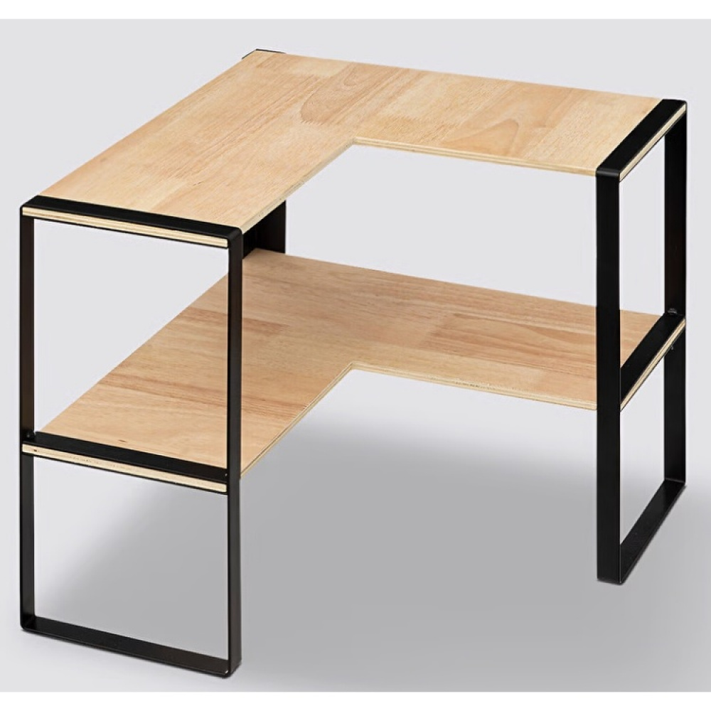 Mini 2-tier shelf, BLACK & WOOD CORNER RACK, 40 x 40 x H 35 cm, Natural / Black in the group Storage / Kitchen storage / Kitchen cabinet organizers at SmartaSaker.se (41168)